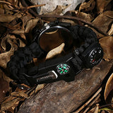 Survival Bracelet Watch, Men & Women Emergency Survival Watch with Paracord/Whistle/Fire Starter/Scraper/Compass and Thermometer, 6 in 1 Multifunctional Outdoor Gear