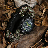 Survival Bracelet Watch, Men & Women Emergency Survival Watch with Paracord/Whistle/Fire Starter/Scraper/Compass and Thermometer, 6 in 1 Multifunctional Outdoor Gear