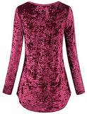 SeSe Code Women's Casual Long Sleeve Crew Neck Form Fitting Velvet Vintage Tunic Top(FBA)
