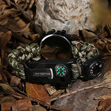 Survival Bracelet Watch, Men & Women Emergency Survival Watch with Paracord/Whistle/Fire Starter/Scraper/Compass and Thermometer, 6 in 1 Multifunctional Outdoor Gear