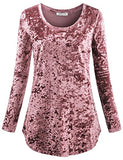 SeSe Code Women's Casual Long Sleeve Crew Neck Form Fitting Velvet Vintage Tunic Top(FBA)
