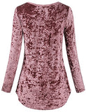 SeSe Code Women's Casual Long Sleeve Crew Neck Form Fitting Velvet Vintage Tunic Top(FBA)