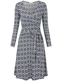 MOOSUNGEEK Women's Vintage V Neck A Line Wrap Dress with Belt(Sold Guaranteed for Quality and Delivery)